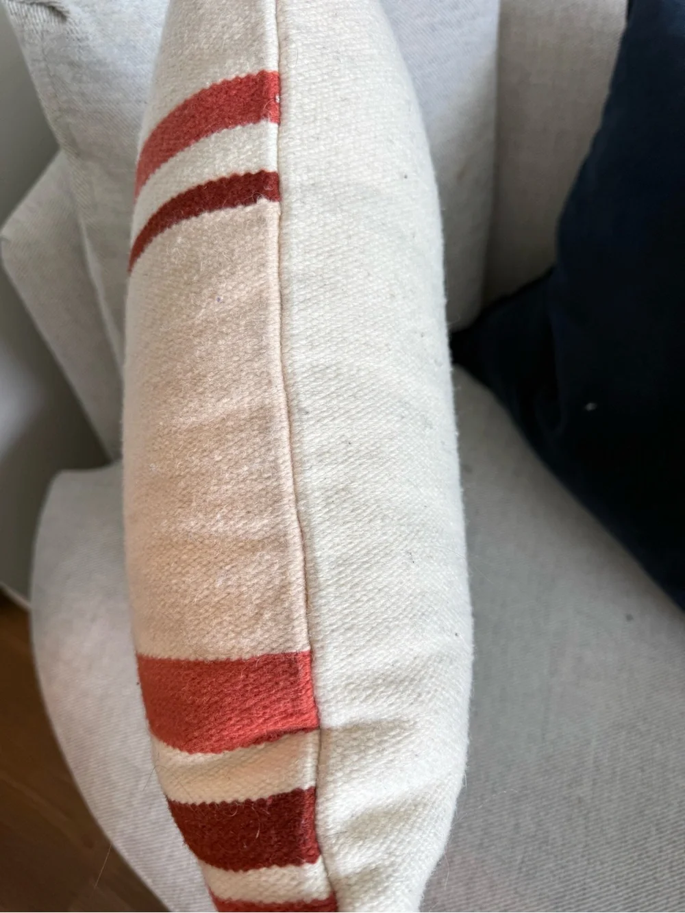 The Citizenry Throw Pillow Wool Cream with Rust Red Stripes